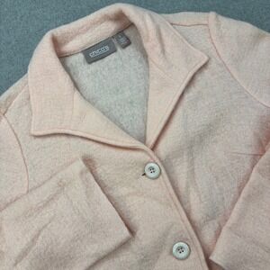 Chico's Boiled 100% Wool Button Blazer Jacket Size 1‎ (Womens 8 / Medium) Pink